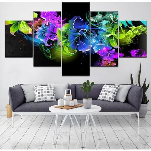 The colorful abstract flowers 5 Piece Wallpapers Art Canvas Print modern Poster Modular art painting for Living Room Home Decor