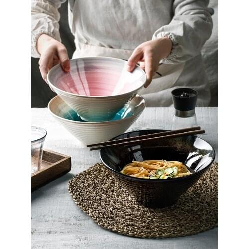 Creative Japanese ceramic ramen bowl household large porcelain large soup salad rice beef noodle big bowl tableware
