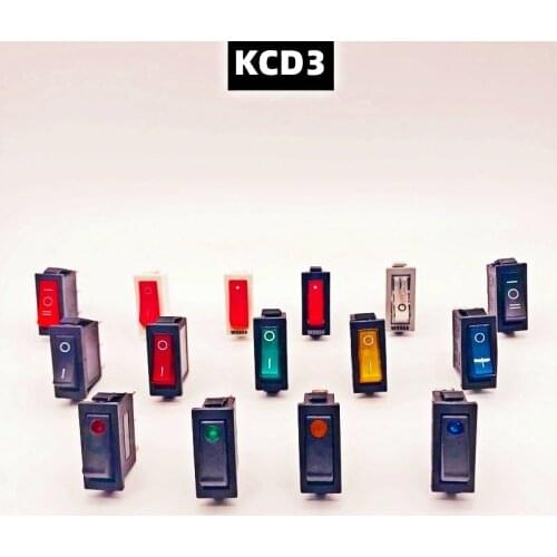Rocker switch KCD3 ON-OFF button 2 position 3pin electrical equipment with illuminated LED power switch 16A 250V/20A 125VAC