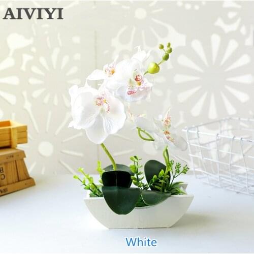 Boat-shaped Tub 2 Fork Butterfly Orchid Bonsai Artificial Creative Decorative Garden Home Decor Desktop Balcony Plant Decoracion