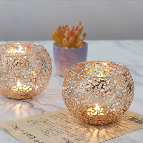 1Pc Retro Iron Hollow Out Candle Holder Wedding Desktop Candlestick Stand Home Decoration