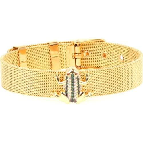 Fashion Women Bracelet Stainless Steel Watchband Frog Charm Bracelet Gold Color Jewelry Wholesale / Drop Shipping