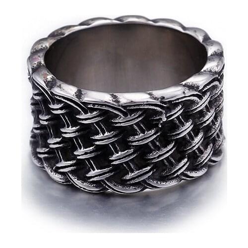 Titanium steel ring vintage love intertwined ring vintage weave mens personality domineering ring