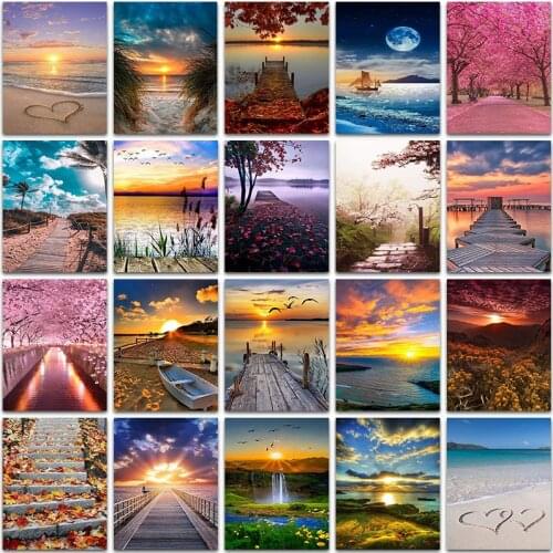 Full Square&Round 5D DIY Diamond Painting Kit Paint landscape Love Beach seascape Moon waterfall embroidery mosaic Cross stitch