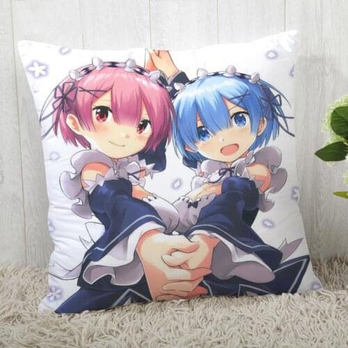 Pillowcase Re Zero Printed Pillow Cover Anime Grils Home Textiles Decorative Pillowcase Customize Gift 45x45cm A19.11.8