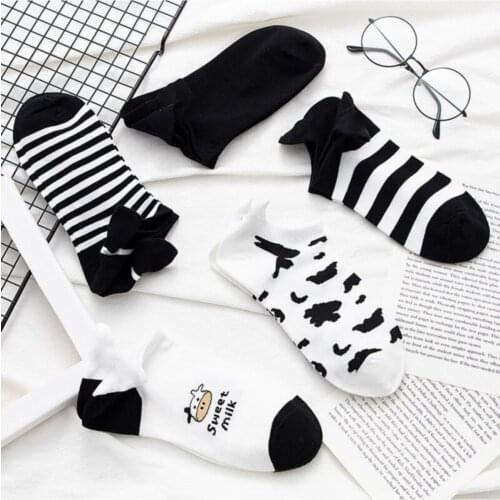 Pattern Booties Socks 5li Women Black White Gift Luxury Socks 5li Set 4 Seasons Use Quality Do Not Sweat Slip-Resistant Womens socks