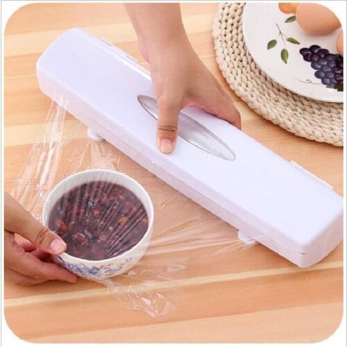 New High Quality Useful Plastic Food Wrap Cling Film Dispenser Aluminum Foil Wax Paper Cutter Cut Box MJ708