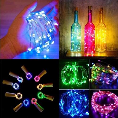 New Year 2022 Wine Bottle Stopper Led Copper Wire Fairy Light String Garland 2021 Christmas Holiday Wedding Party Decoration