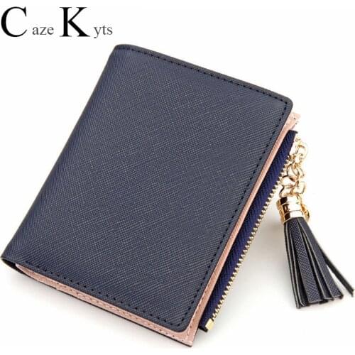New hot ladies casual simple fashion leather wallet short tassel love metal decoration cute multi-function card bag wallet