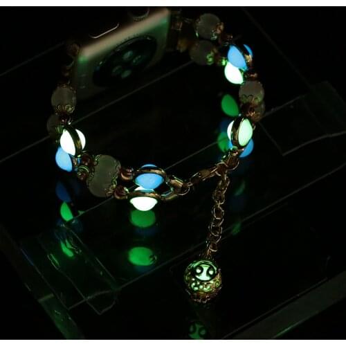 Strap For Apple watch 6 5 4 band 40mm 44mm iWatch band 38/42mm Women Night Luminous Pearl bracelet Apple watch 42/44mm