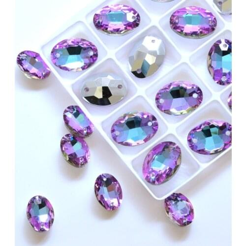 Vitrail Light Drop Double hole bead Sew On Rhinestone Glass Crystal stone pointback For Sewing Strass Dress Button Clothing deco