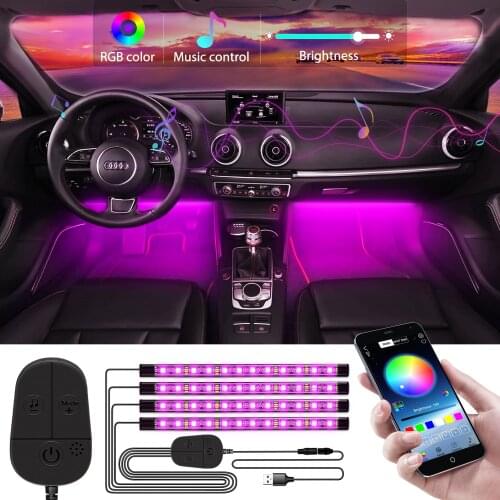 Car Decoration Light RGB LED Strip Light with USB Controller and APP Sync with Music Waterproof Interior Atmosphere Light