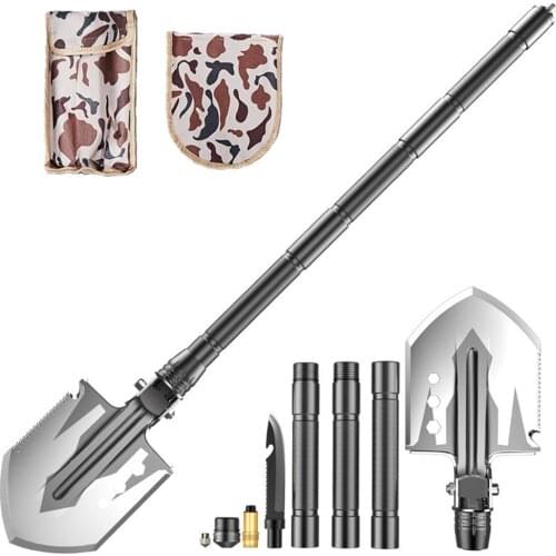 Outdoor Survival Tactical Multifunctional Folding Shovel 76cm Fold Camping Equipment Shovel Garden Tool Military Spade