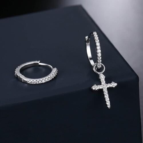 UMGODLY Fashion Luxury Brands Asymmetric Cross Earrings Full Micro Cubic Zirconia Stones Women Girls Monaco Jewelry