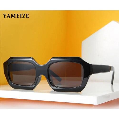 YAMEIZE Vintage Rectangle Sunglasses Women Men Retro Polygon Sun Glasses Square Luxury Glasses Oculos Lunette De Soleil Femme UV