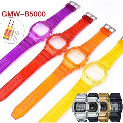For Casio G-SHOCK GMW-B5000 Sport Waterproof SiliconeTransparent Watch Bracelet With Protective Case Rubber Strap Bezel Newest