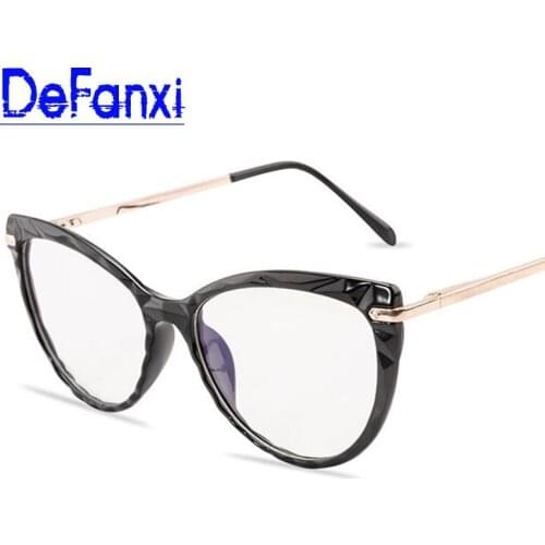 Round cat eye womens blue light blocking glasses crystal facets clear female office computer glasses fashion eyeglasses frame