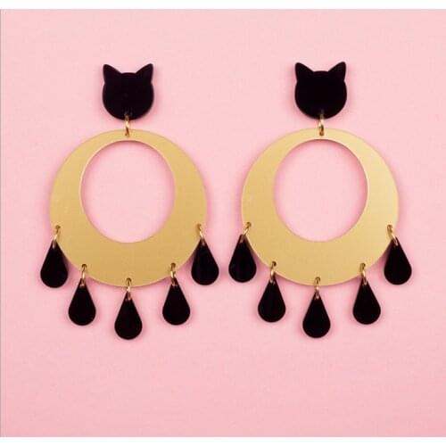 2021 Women Punk Earrings Round tassel pendant Earrings Charm Hip Hop Girls Gift Cute Stud acrylic jewelry Evening Party Earring