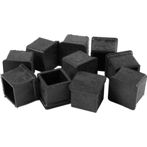 10 Pieces Black Square Rubber Foot Caps Tube Caps Protective Caps Chair Caps