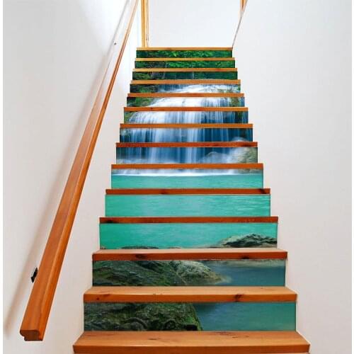 13 Pcs/set Landscape Waterfall PVC Stair Stickers Wall Sticker Home Decor DIY Renew Decoration