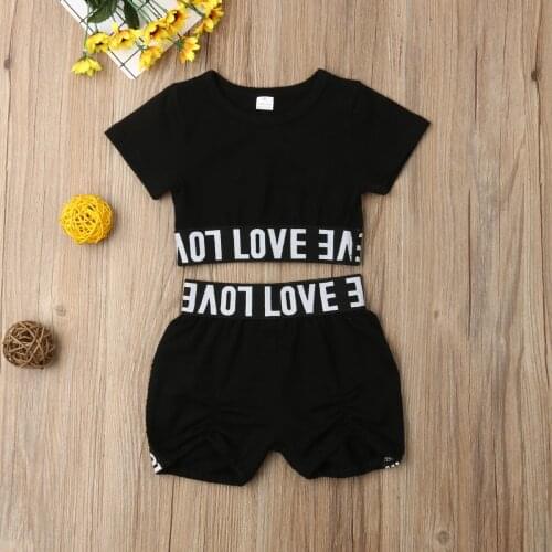 2Pcs Toddler Kid Baby Girl Clothes T-Shirt Tops Shorts Pants Outfit Set Age For 1-6 Years