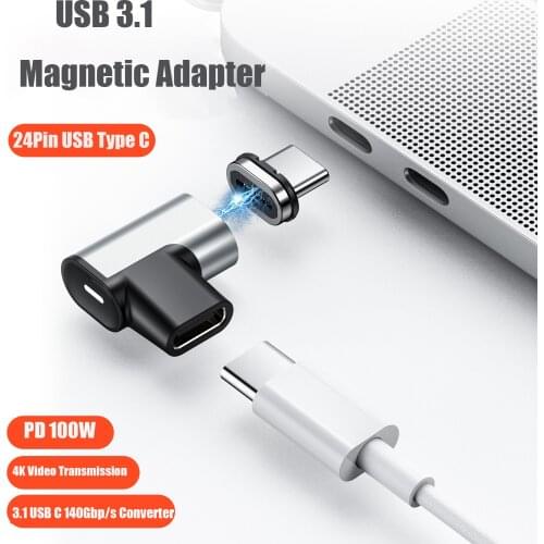 24Pin USB Type C Magnetic Adapter PD 100W Quick Charge 3.1USBC Charger Data Magnet Converter for MacBook Pro iPad Switch Samsung