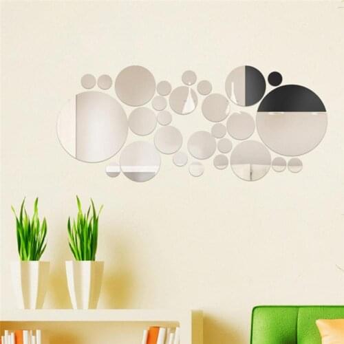 28Pcs/Set Big diy mirror 3d wall stickers home decoration bedroom decor living room decorative sticker