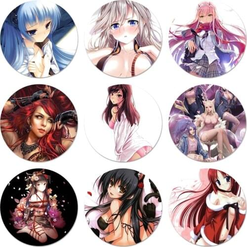 58mm Sexy Cartoon Anime kawaii Girls Icons Pins Badge Decoration Brooches Metal Badges For Backpack Decoration