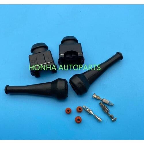 Free shipping 10 pcs EV1 PA66 2 pin Fuel injector plug for Tyco auto connector with rubber boot