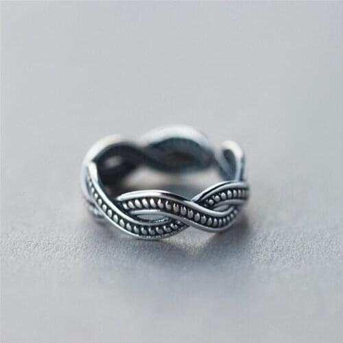 Bohemian Vintage Silver Color Twist Rings For Women Gift Bijoux Adjustable Finger Antique Engagement Rings Anillos