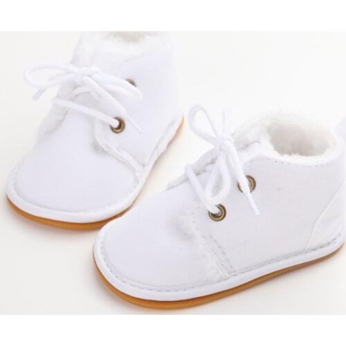 WONBO Cotton Shallow Baby Shoes Lace-Up Solid For Autumn Winter Warm Baby Girl Shoes High Quality Rubber First Walkers
