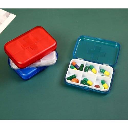 Travel 6 Slots Split Pill Case Pill Organizer Transparent Pill Box Medicine Box Cutter 7 Day Pill Container Cartoon Case Holder