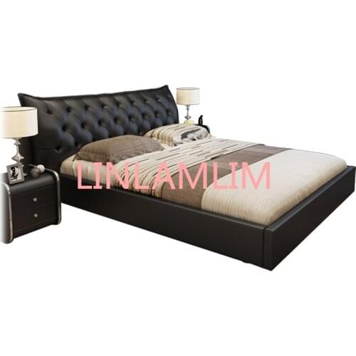Genuine Leather bed frame camas кровать двуспальная lit beds سرير muebles de dormitorio мебель cama de casal storage drawers