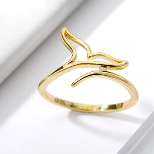 Trendy Mermaid Fishtail Rings For Women Minimalist Bague fantasy Wedding Ring Romantic Hawaiian Beach Jewelry Valentine Gifts