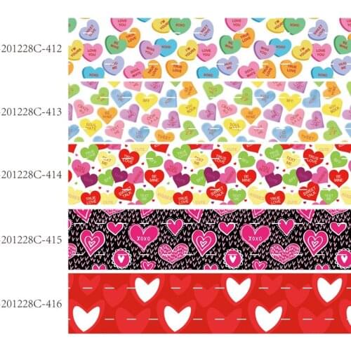 50 yards/lot) Hot sale 1" 25mm heart printed Valentine gift ribbon