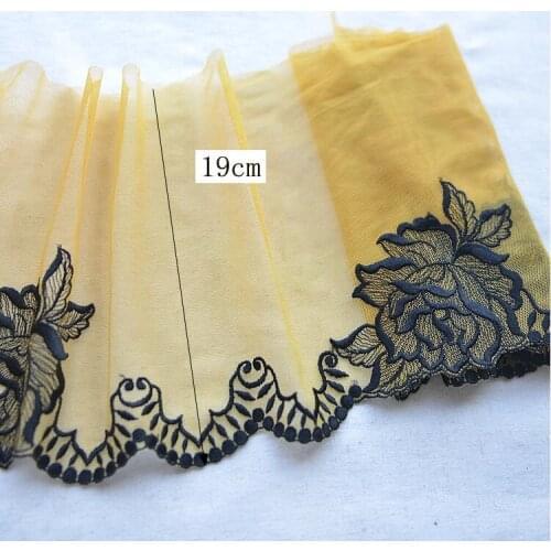 1 Meter Ginger Yellow Embroid Lace Sewing Ribbon Lace Fabric Guipure DIY Trims Dress Garment Accessories 19cm