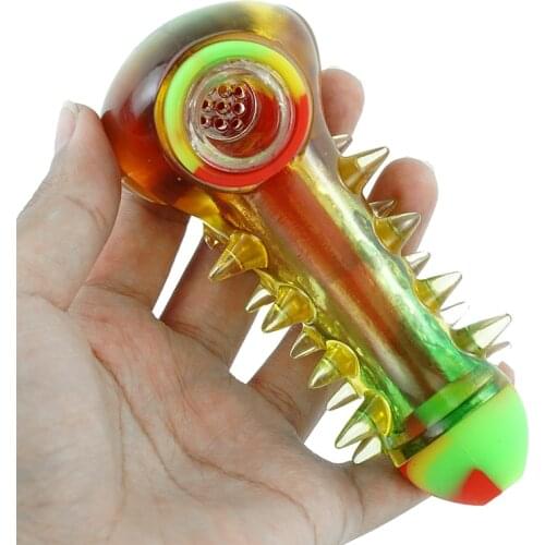 Unique Food Grade Silicone Smoking Herb Tobacco Pipe with Unbreakable Glass Bowl 108mm Cigarette Accessories