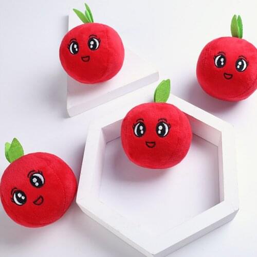Cute Plush Squeaky Dog Toy Bite-Resistant Cartoon Stuffed Apple Doll Puppy Cleaning Teeth Chew Toy Pet Training Molar Biting Toy