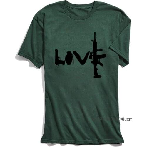 Love Weapons T-shirt Men Style T Shirt ar15 Vintage Tshirt 100% Cotton High Quality Green Tops & Tees Male Streetwear