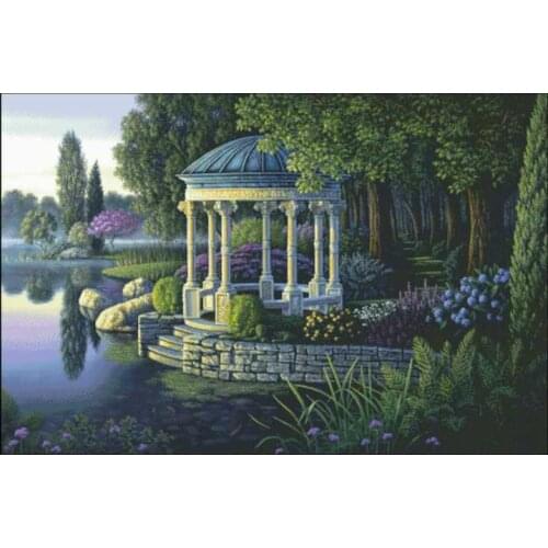 Park Pavilion Scenery Cross Stitch Kits Big Picture Needlework Embroidery Crafts 14ct Unprinted DIY Arts Handmade Home Decor