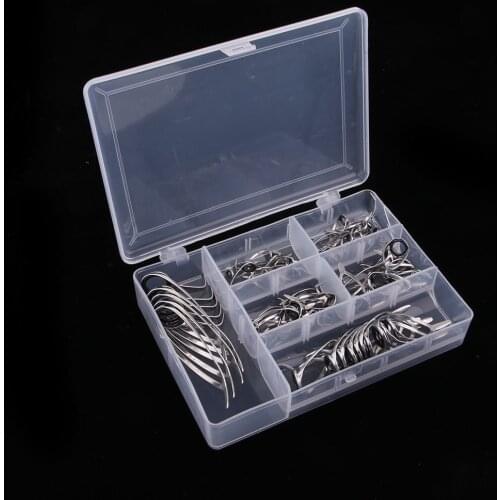 55pcs Fishing Rod Guides Set Tips Line for Trolling Jigging