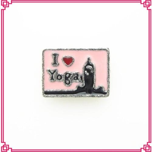 New arrive 20pcs/lot I love Yoga floating charms living glass memory floating lockets