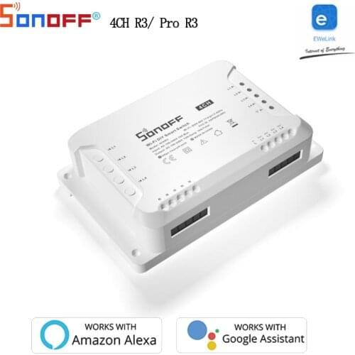 New Sonoff 4CH R3/PROR3 10A 4Channel Rail Mounting Smart Wifi Switch Light Switch Smart Home Work With EWeLink Alexa Google Home