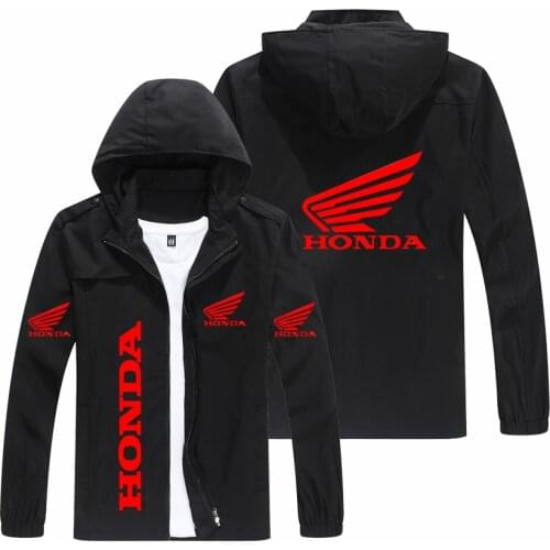 2021 Autumn Winter Men Hooded Jackets Honda Car Red Wing Logo Printed Hoodie Jacket Outdoor Sports Jacket Men Windbreaker Coats