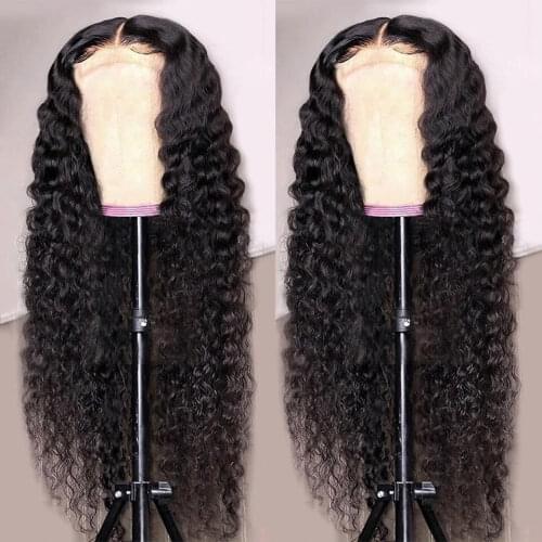 Glueless Malaysian Deep Wave Curly 13x4 Lace Front Human Hair Wig Swiss Lace Closure Wig PrePluck With Baby Hair For Black Women
