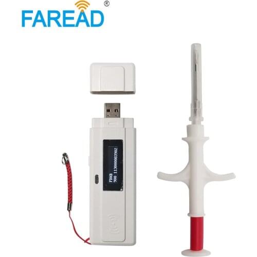 Best-selling Free sample 1pc microchip syringe+x1 RFID mini pocket portable scanner pet chip Reader ISO11784/5 134.2KHz standard