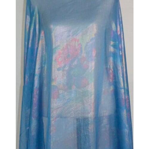 Stage cosplay chiffon fabric Bronzed flower fabric magic shiny fabric bronzing costume dress fabric DIY 1M/lot