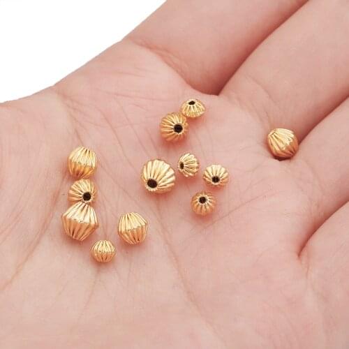 10 Pcs 4x3.5mm/ 5x5mm/ 6x6mm Color Retention Real Gold Plated Copper Corners Loose Beads DIY Findings Jewelry Accessories