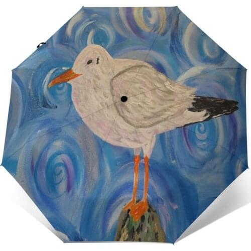 Bird Painting Windproof Automatic Folding Inverted Umbrella Portable Paraguas for Man Woman