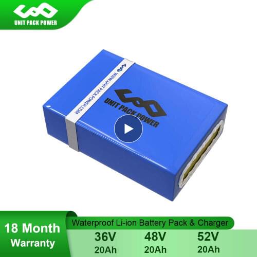 UPP 36V 48V 52V 20Ah Waterproof PVC Electric eScooter Battery Pack for 1000W 750W 500W 350W Bafang TSDZ3 Hub/Mid Conversion Kit